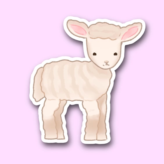 Cute Lamb Sticker - Sticker size 70mm x 77mm 