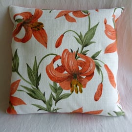 1950s vintage lily barkcloth cushion cover