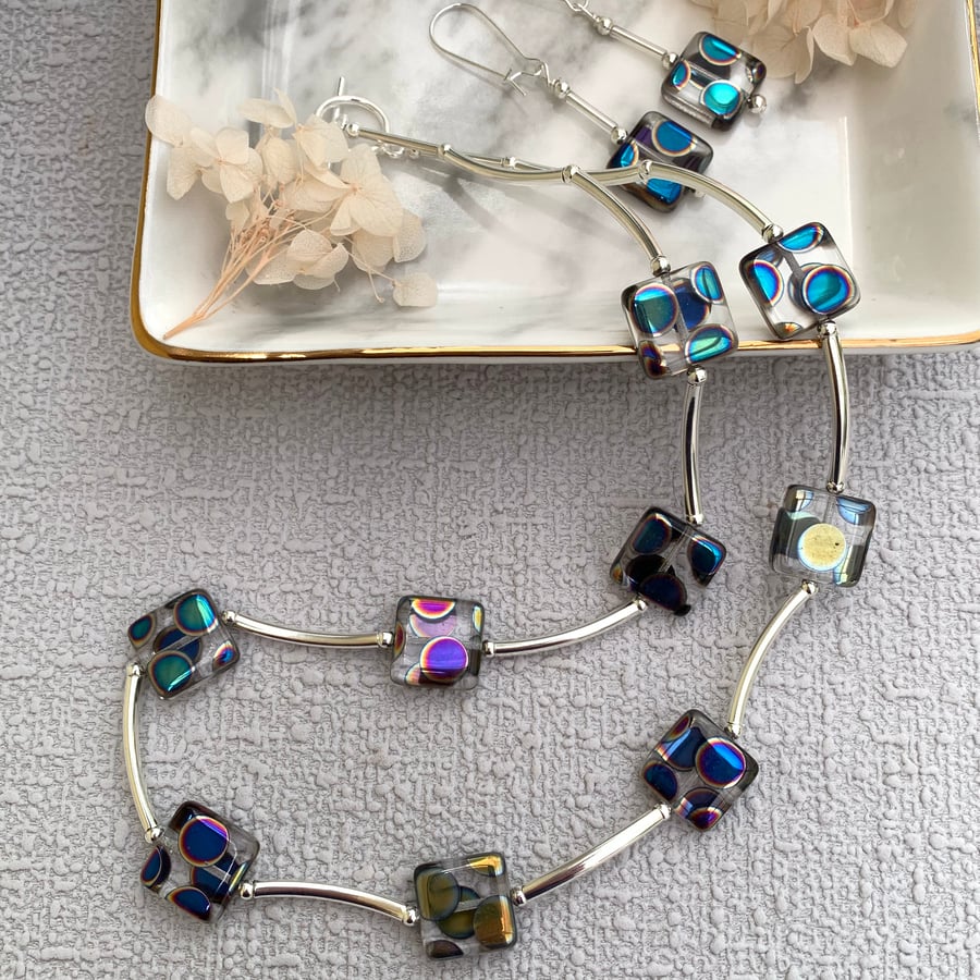 Czech Glass Bead and Silver Necklace Set