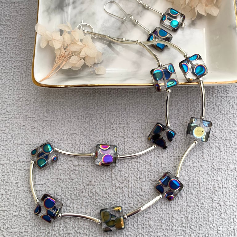 Czech Glass Bead and Silver Necklace Set