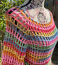 Rainbow Mesh Dress Long Sleeves size 8-12 - Crocheted 