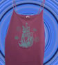 Handprinted lino jester fox print upcycled vest top extra large
