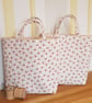 Fabric Christmas Gift bag: holly leaves on cream - Image 1