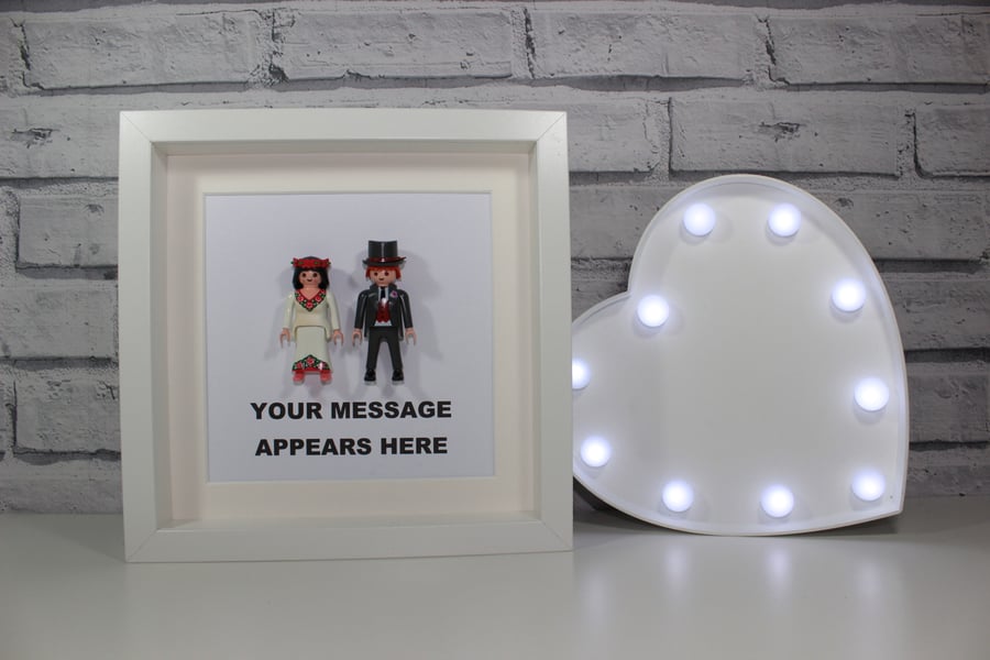 BRIDE AND GROOM - FRAMED PLAYMOBIL FIGURES - PERSONALISED