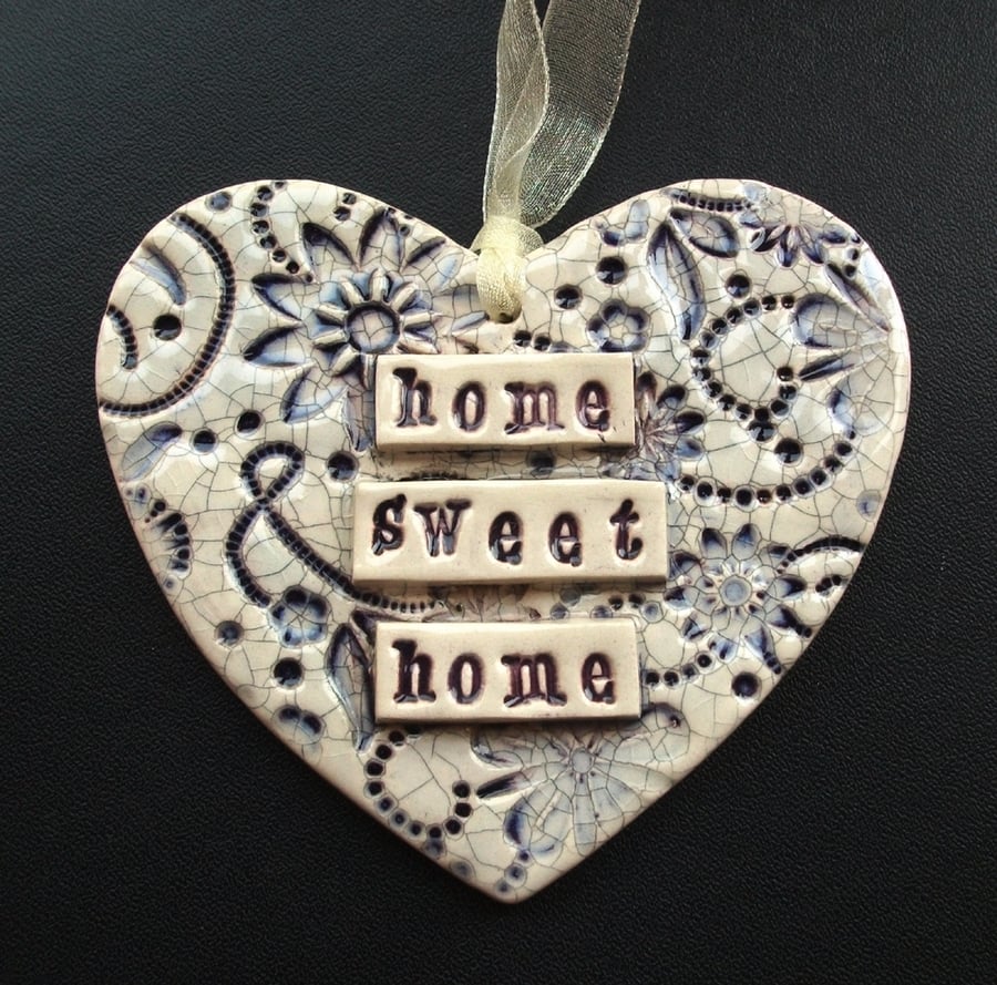 purple ceramic heart decoration 