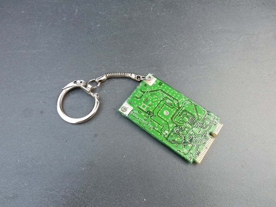 Upcycled recycled computer circuit board IT keyring