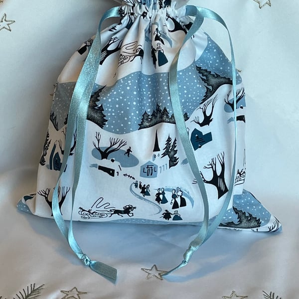 Festive Christmas Drawstring Bag 