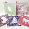 Christmas Cards,Pack of Five,Festive Fonts,Handmade Xmas Cards