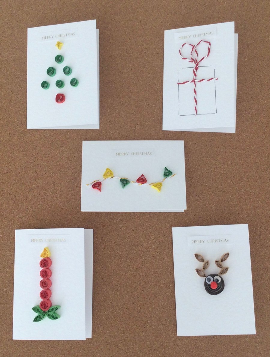 5 Pack Mini Christmas Cards Folksy