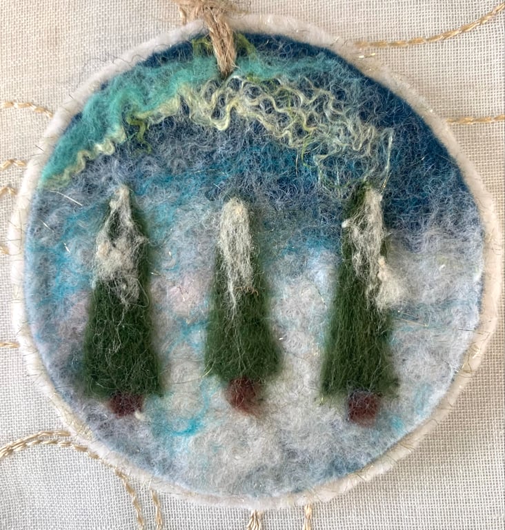 Northern Lights Tree Decorations Handmade Felt