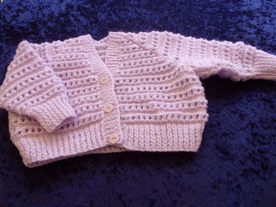 Lavender Lacy 20 inch V Neck Cardigan