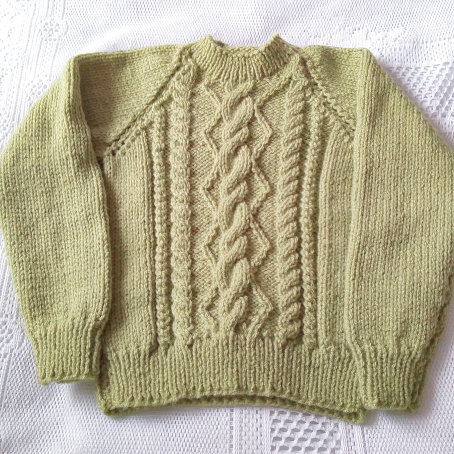 Hand Knitted Child's Cabled Crew Neck Jumper, Children's Jumper