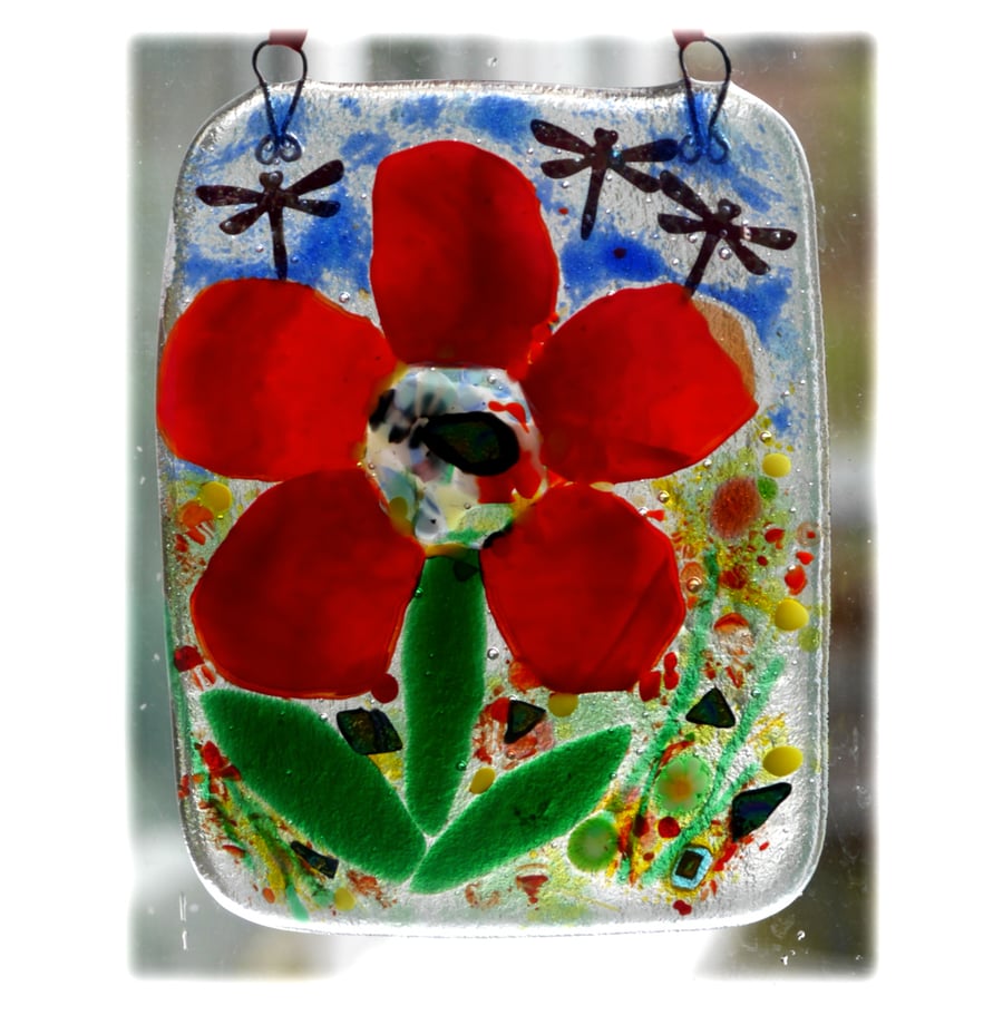 Dahlia Picture Fused Glass Flower 006