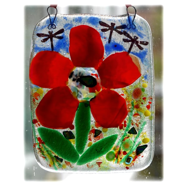 Dahlia Picture Fused Glass Flower 006