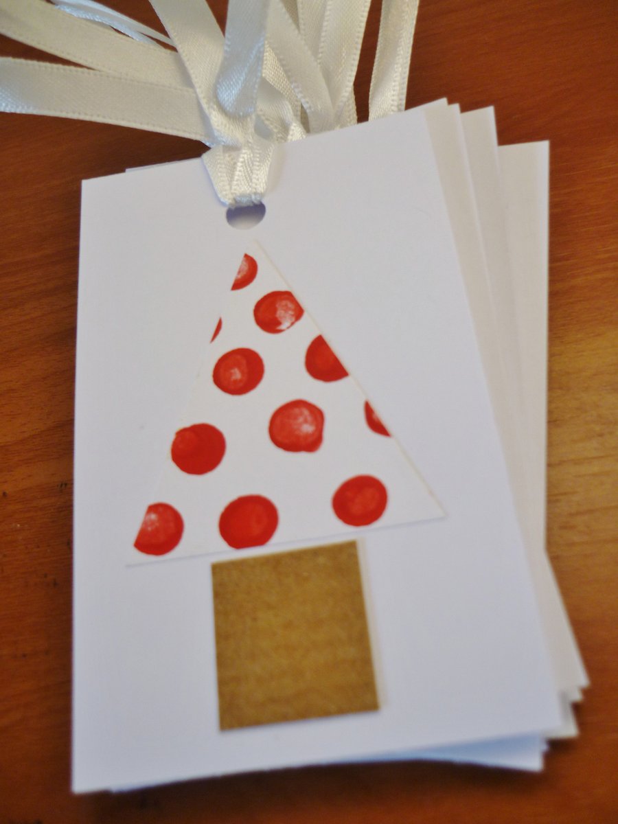 Set of Ten Christmas Tree Tags - Red