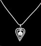 925 Silver Cauliflower 18 inch Chain And Large Topaz & Pearl Heart Pendant 