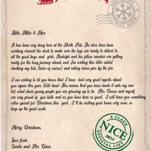 Personalised letter from Santa