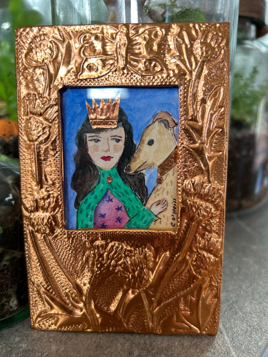 Framed Art - Princess Isla - miniature watercolour in a handmade frame