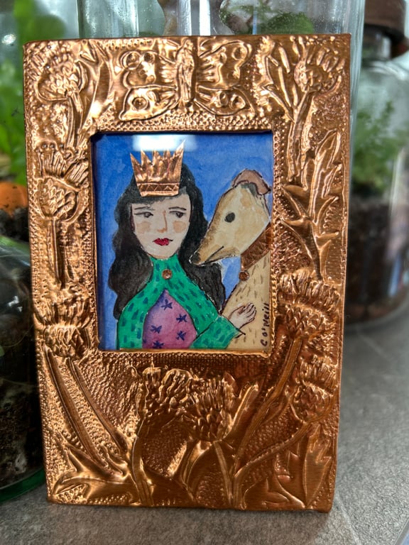 Framed Art - Princess Isla - miniature watercolour in a handmade frame