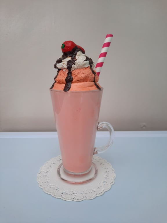 Strawberry Milkshake Ice cream Sundae Fake Dessert Ornament Party Shop prop