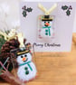Christmas Card with Detachable Fused Glass Snowman Decoration
