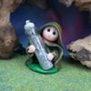 Tiny Gnome 'Farly' the Forager with glass vial faerie dust  Ann Galvin