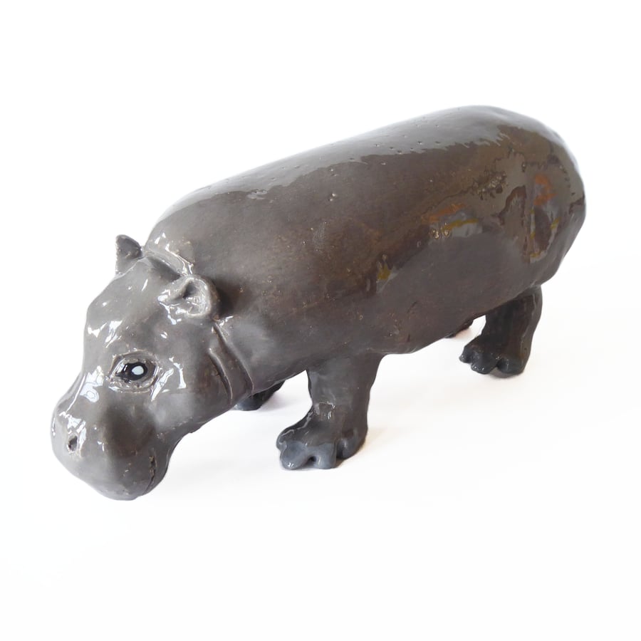 Pygmy Hippopotamus Ceramic Ornament - Handmade