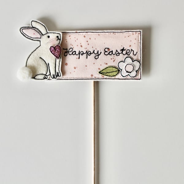 'Happy Easter Bunny' - A Handmade Label on a Stick