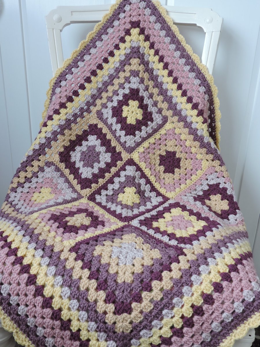 Sale Granny Square Crochet Baby Blanket, Lap Bl... Folksy