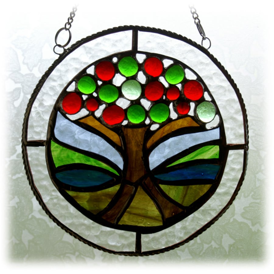 Apple Tree Suncatcher Stained Glass Fruit Ring Picture