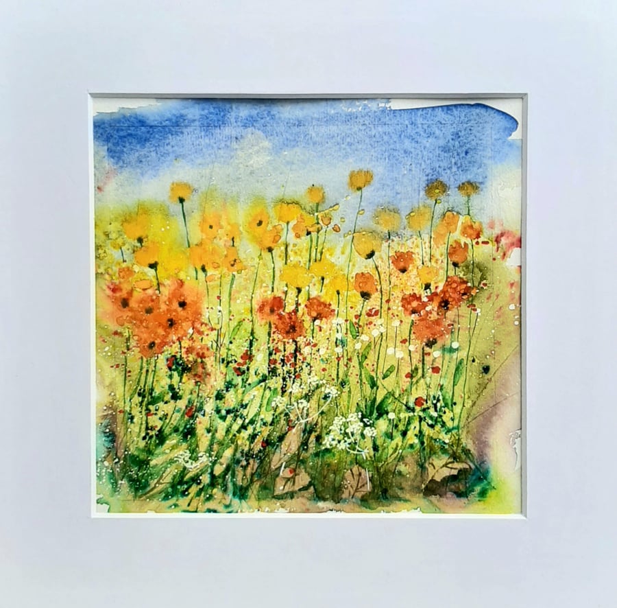 Original Watercolour Painting of Wildflowers. Folksy