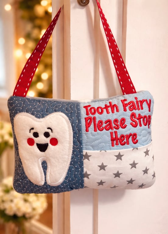 Tooth Fairy Door Hanger Little Pillow with Pocket for the Tooth 