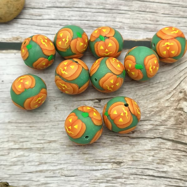 Polymer Clay Pumpkin Beads