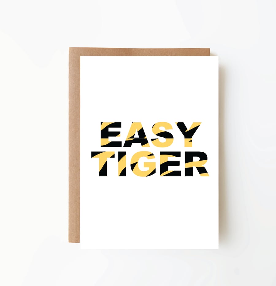 Easy Tiger Word Greeting Card (Apricot)