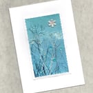 "Sky Blue Nature": Hand-embroidered Digital Print Greetings Card