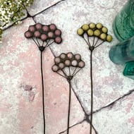 Stained glass flower - handmade pink or yellow wildflower, yarrow