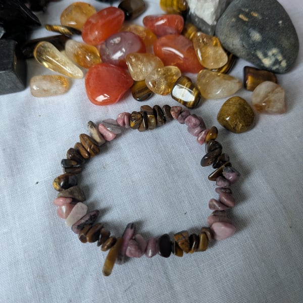 Manifesting bracelet with rhodonite and tiger eye