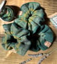 Scrunchie in Hand Dyed & Woven British Wool Green & Yellow Stripe Hair Bobble