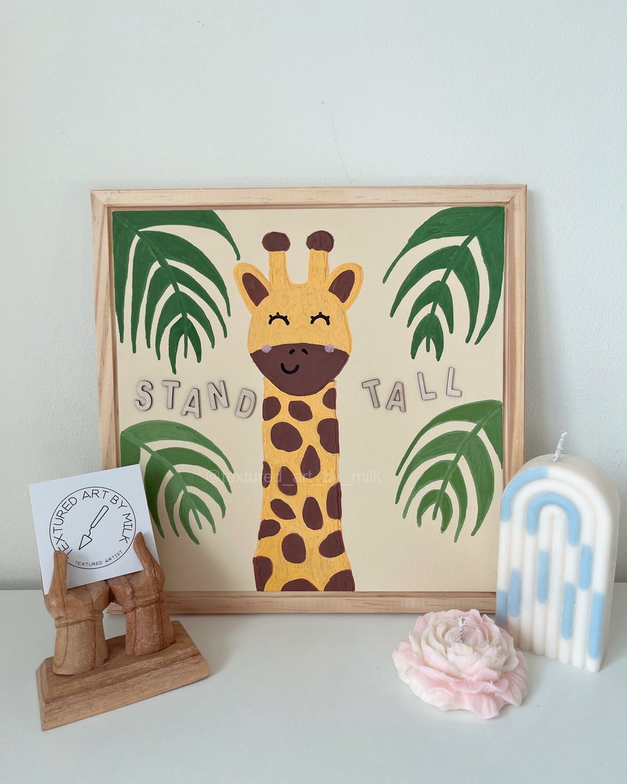 Giraffe Textured Art Wall Art Kids Bedroom Decor Nursery Decor 