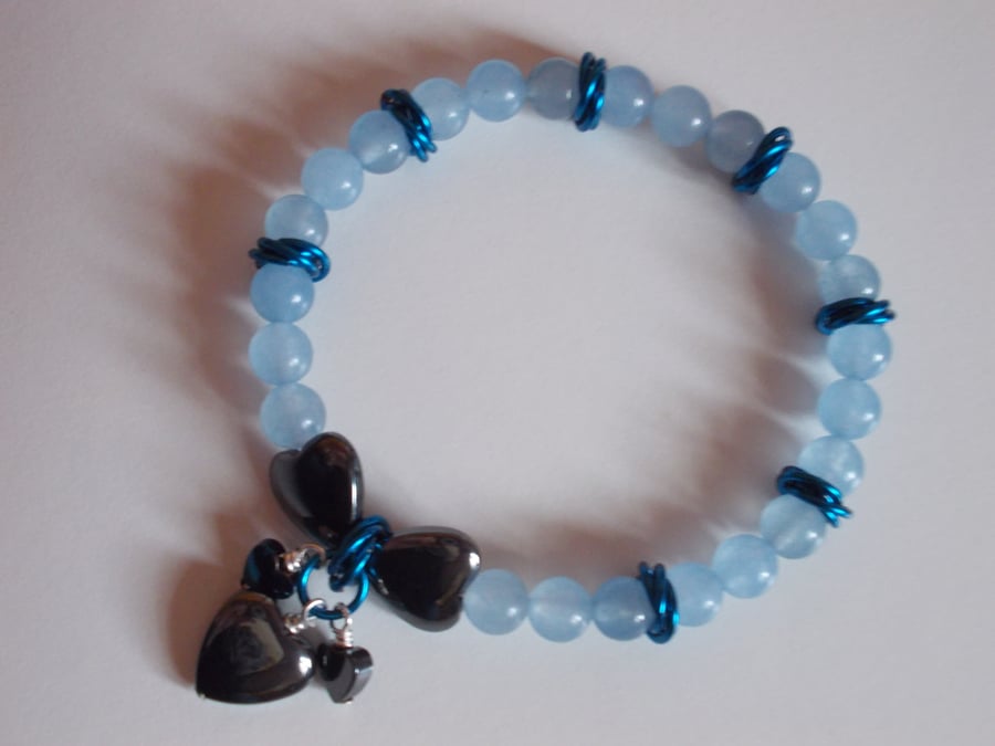 Blue quartz elasticated bracelet