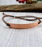 Hammered Copper Bracelet. Hidden Message on Adjustable Waxed Cord  - Image 3