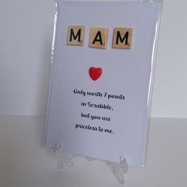 Mam only worth 7 points in Scrabble greetings card Welsh