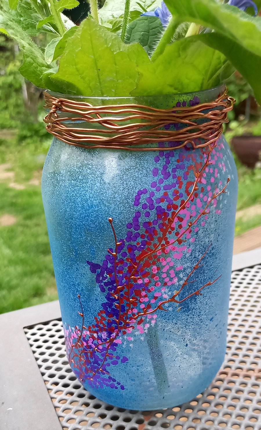 Blue petal vase