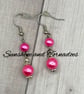 Pink Faux Pearl Drop Earrings on Hypoallergenic Ear Wires - Image 6