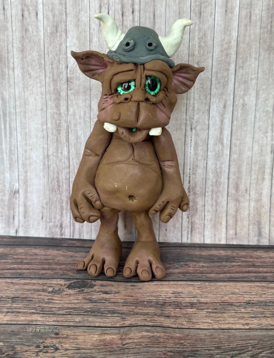 Viking Helmet Monster Figurine - This guy has a great sense of humour! 
