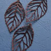 antique copper leaves  - 2pcs