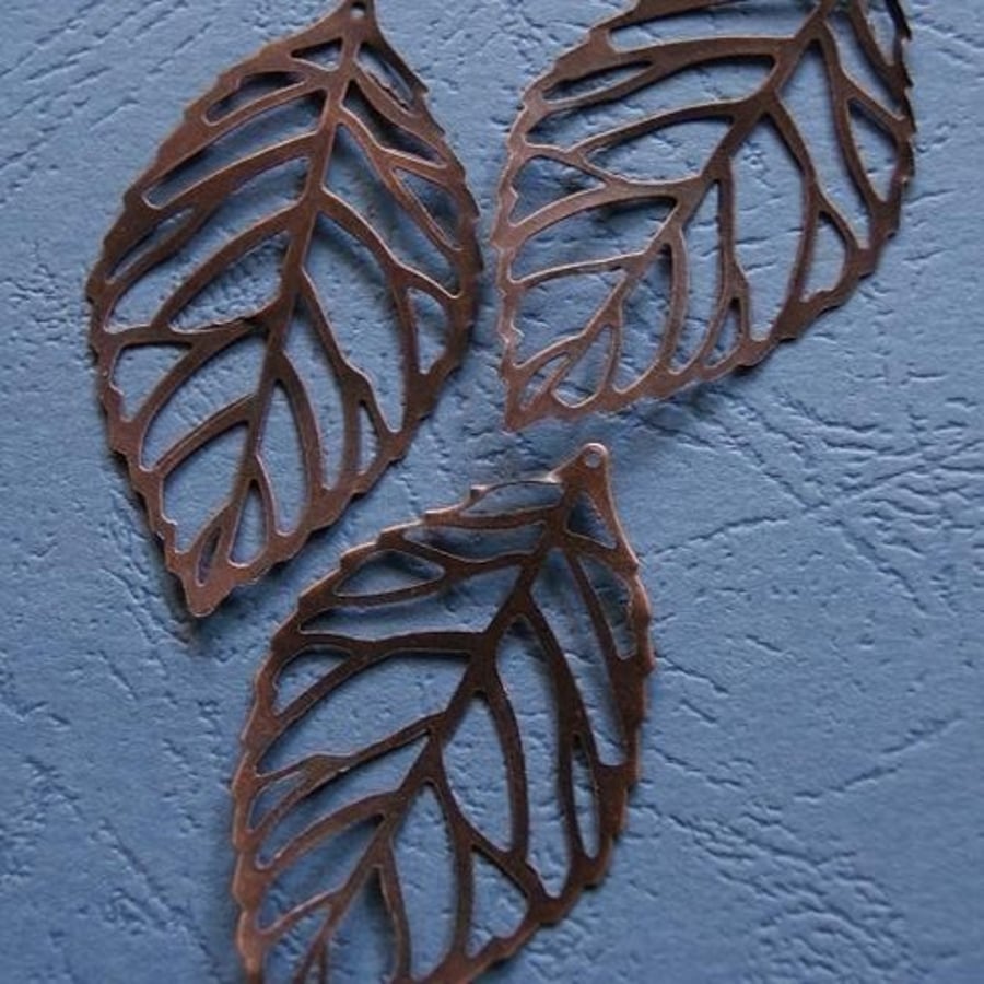 antique copper leaves  - 2pcs