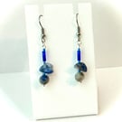 Sodalite Bead and Chip Earrings