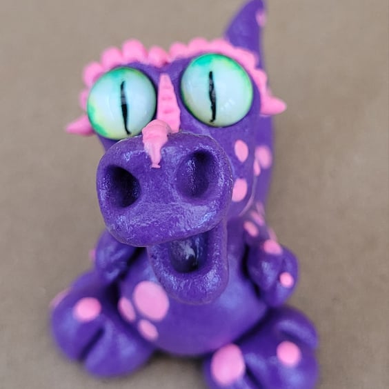 Spot - Purple handmade Baby Dragon figurine 