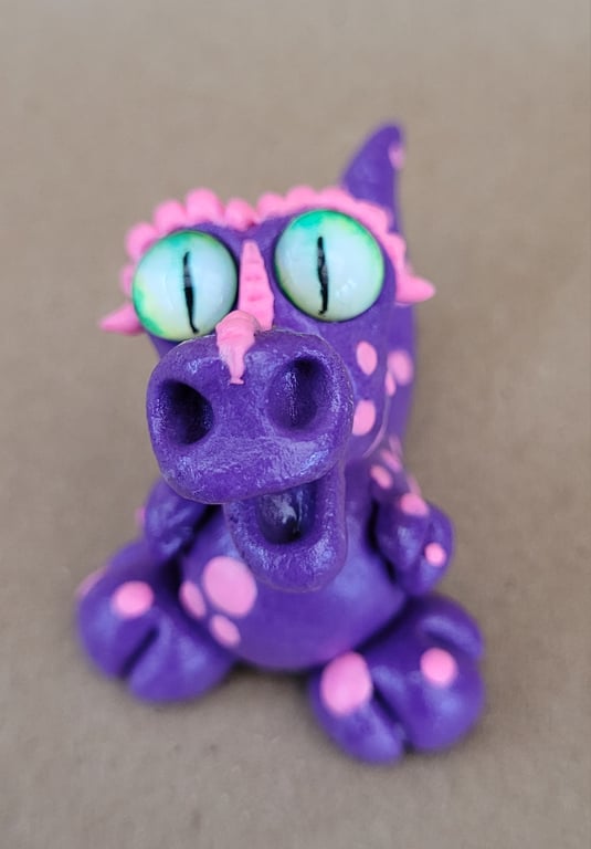 Spot - Purple handmade Baby Dragon figurine 